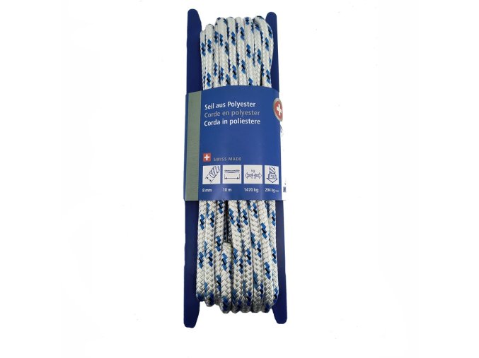 Lano SWISS POLYESTER ø 8 mm / 10 m (1470kg/294kg) BÍLO MODRÉ