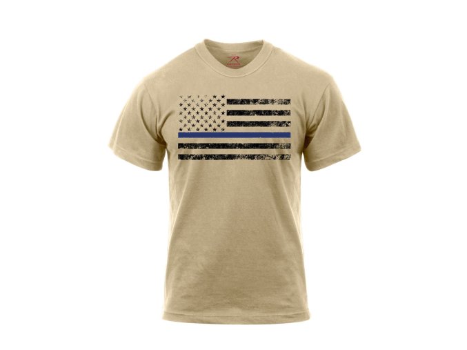 Triko THIN BLUE LINE US vlajka PÍSKOVÉ