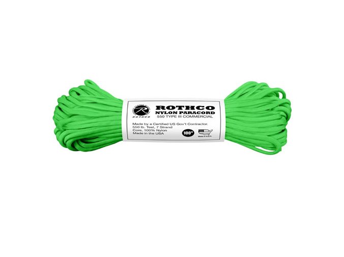 Šňůra PARACORD nylon 550LB ø 4 mm / 30 m REFLEXNÍ ZELENÁ