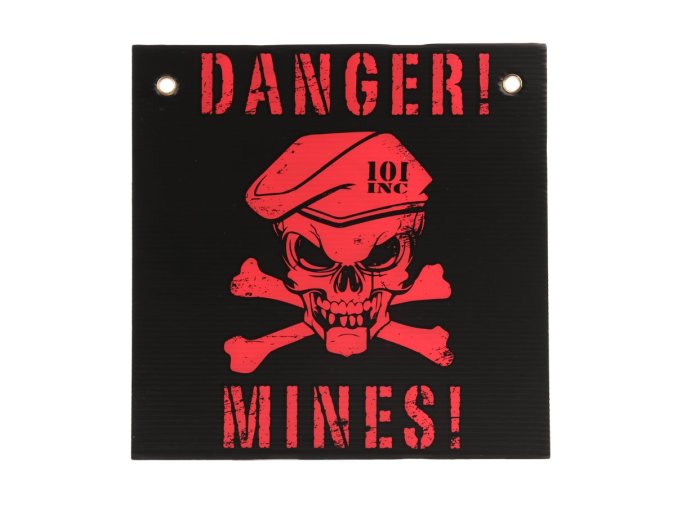 Cedule plastová DANGER! MINES! ČERNO/ČERVENÁ