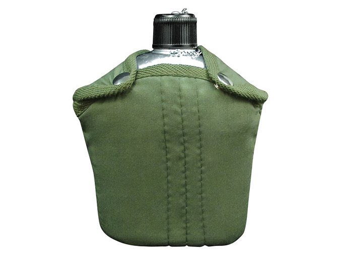 Láhev polní hliníková s obalem US na druky ZELENÁ