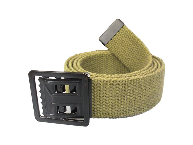 Opasek KHAKI s černou provlíkací sponou 110 cm