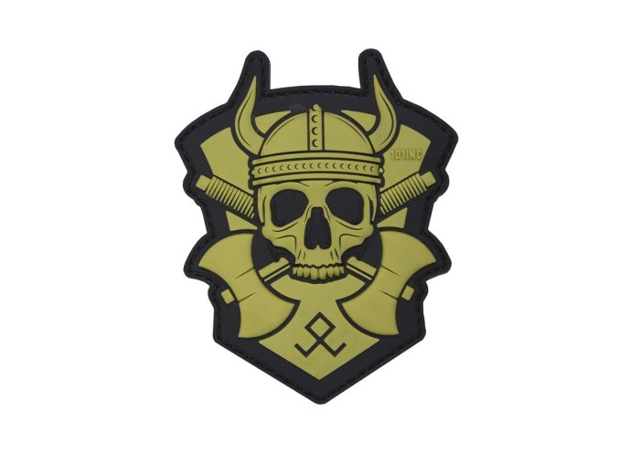 Nášivka 3D plastová VIKING WITH HATCHET velcro ZELENÁ