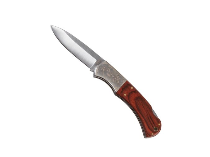 Nůž zavírací dřevěná střenka dekor 21 cm HNĚDÝ