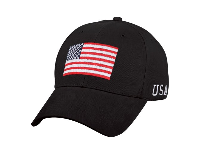 Čepice baseball s barevnou US vlajkou ČERNÁ