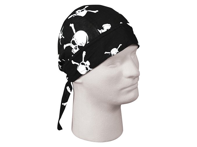 Šátek HEADWRAP SKULL & CROSSBONE ČERNÝ