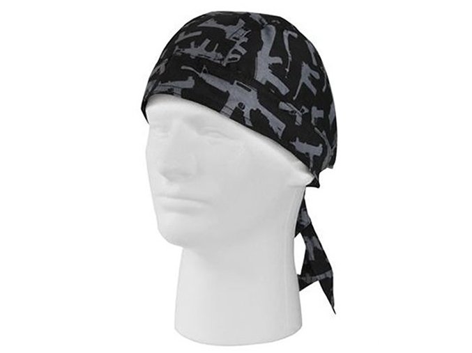 Šátek HEADWRAP GUN PATTERN ČERNÁ