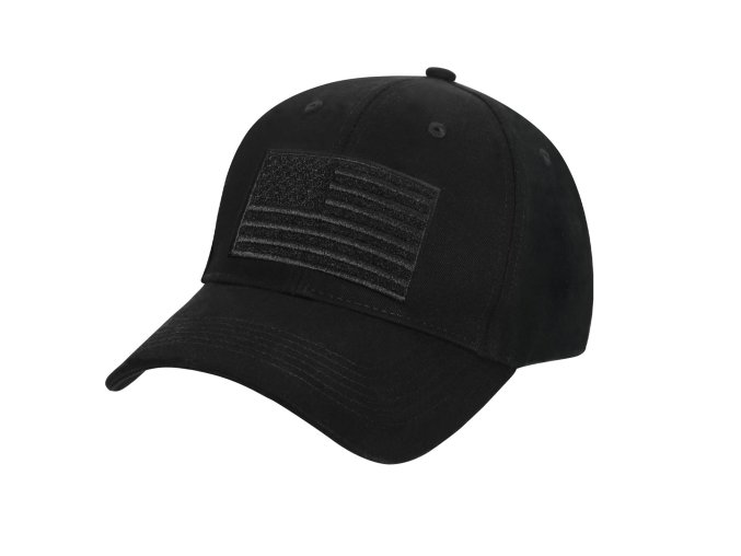 Čepice baseball US velcro vlajka ČERNÁ