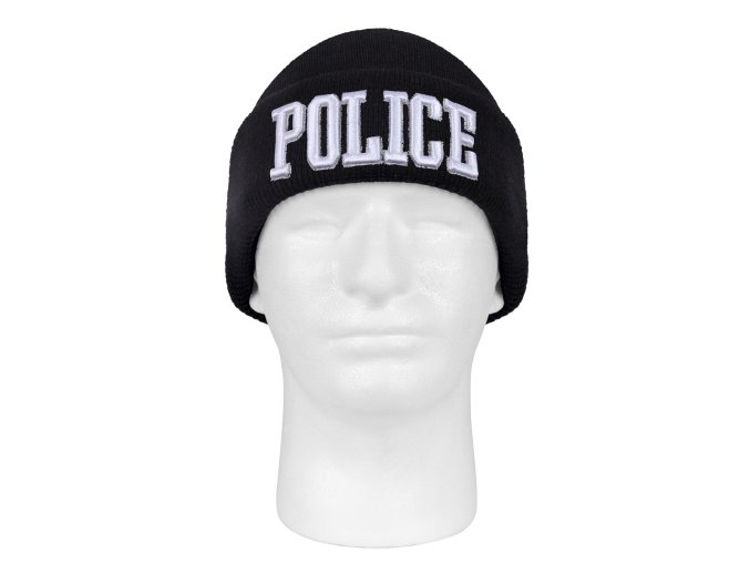 Čepice pletená DELUXE 3D POLICE ČERNÁ