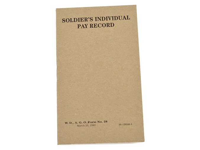 Průkaz US SOLDIERS INDIVIDUAL PAY RECORD