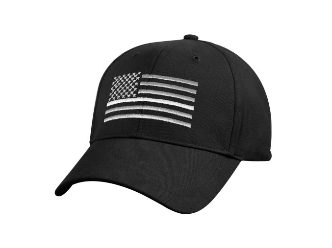 Čepice US vlajka s bílou linkou ČERNÁ