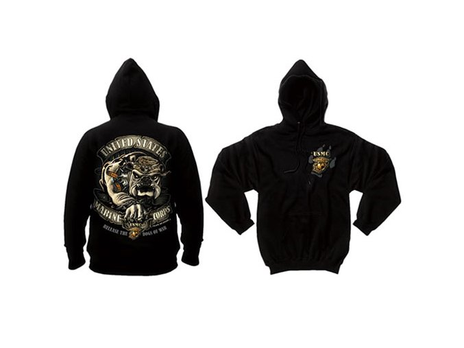 Mikina USMC BULLDOG s kapucí ČERNÁ