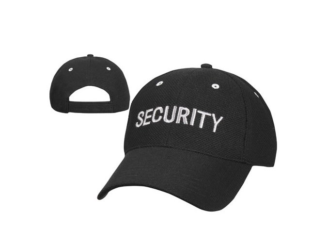 Čepice baseball stříbrný nápis "SECURITY" ČERNÁ