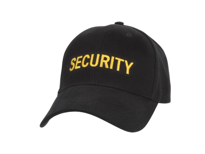 Čepice baseball žlutý nápis "SECURITY" ČERNÁ