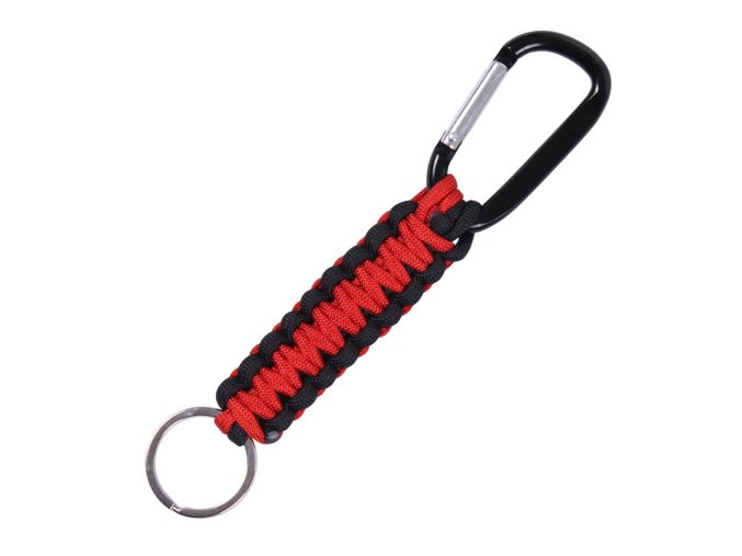 Klíčenka PARACORD s karabinou ČERVENO-ČERNÁ