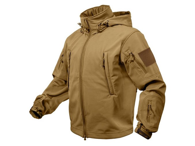 Bunda TACTICAL s kapucí softshell COYOTE