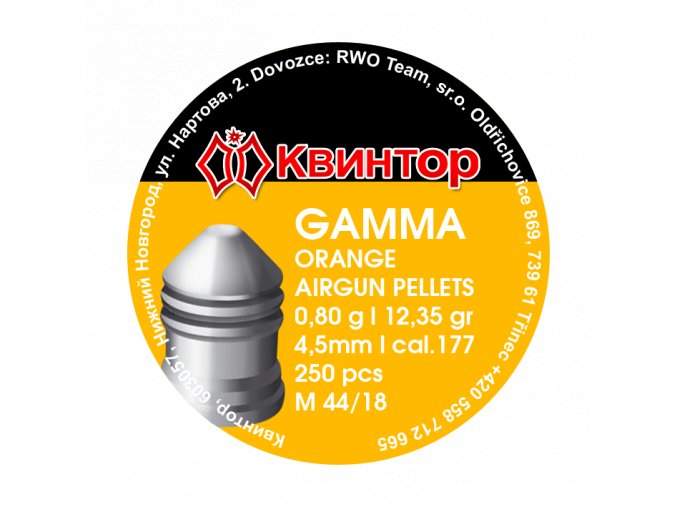 Diabolo Kvintor Gamma Orange cal.4,5mm 250ks