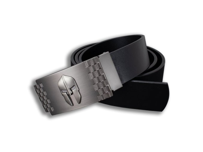 Opasek kožený přezka SPARTAN šachovnice 40 mm ČERNÝ