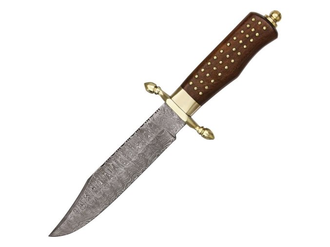 Nůž BRASS PIN BOWIE s pevnou čepelí DAMASCUS