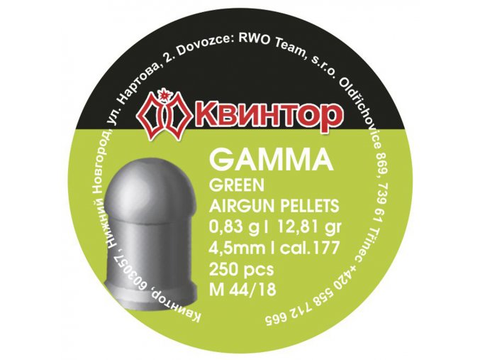 Diabolo Kvintor Gamma Green cal.4,5mm 250ks