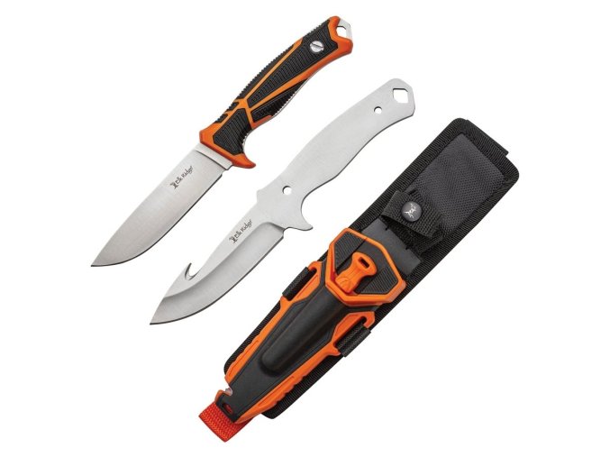 Nože s pevnou čepelí HUNTING COMBO 2 kusy ORANŽOVÉ