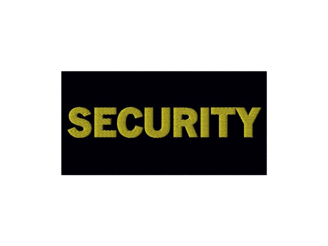 Nášivka SECURITY se ŽLUTOU nití 10 x 22 cm VELCRO