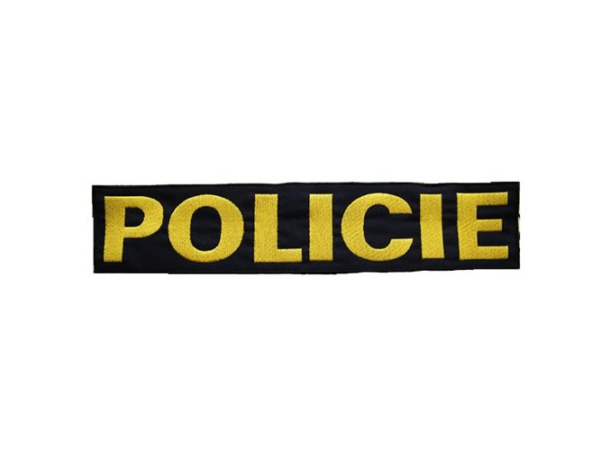 Nášivka POLICIE velká ČERNÁ se žlutou nití