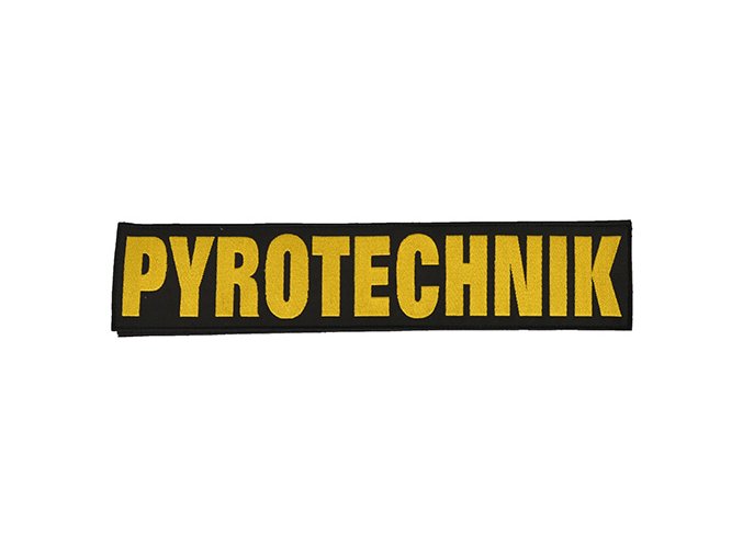 Nášivka PYROTECHNIK velká ČERNÁ se žlutou nití VELCRO