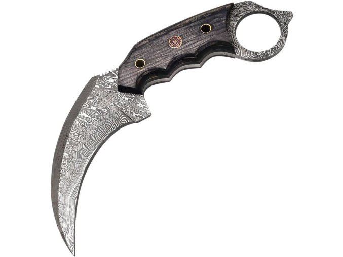 Nůž FH Karambit damašková ocel s pouzdrem ČERNÝ
