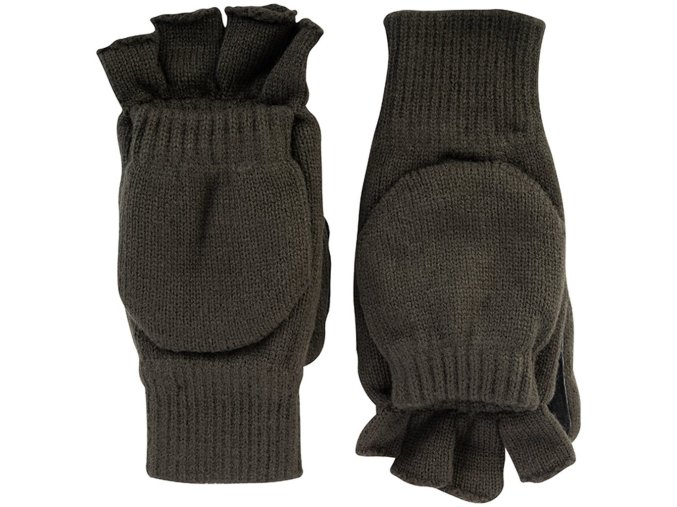 Rukavice pletené kombi zateplené SHOOTERS s výstuží dlaně ZELENÉ