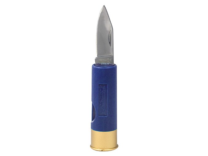 Nůž zavírací 4 cm SHOTGUN ve tvaru brokového náboje MODRÝ