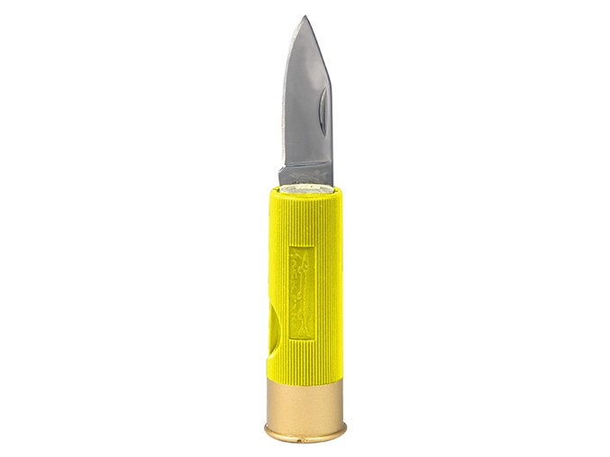 Nůž zavírací 4 cm SHOTGUN ve tvaru brokového náboje ŽLUTÝ
