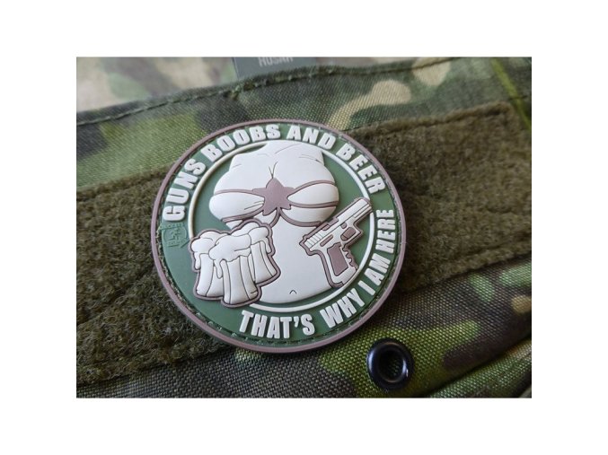 Nášivka GUNS BOOBS AND BEER velcro plast MULTICAM
