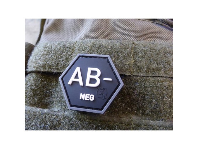 Nášivka hexagon krev AB NEG plast ČERNÁ SWAT