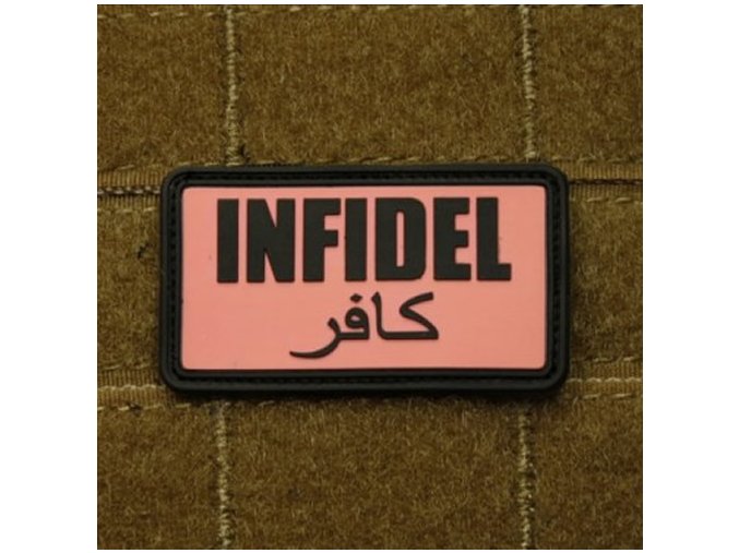 Nášivka INFIDEL plast RŮŽOVÁ/ČERNÁ