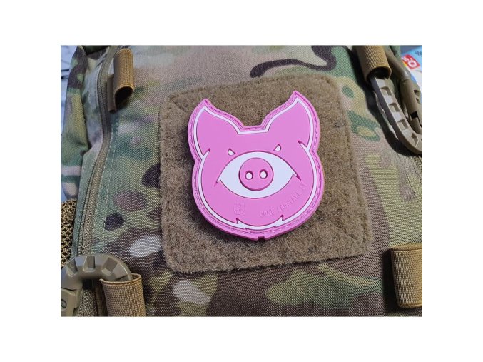 Nášivka MONSTER PIG plast velcro RŮŽOVÁ
