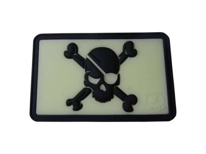 Nášivka PIRÁT /LEBKA/ plast velcro SVĚTLÁ glow in the dark