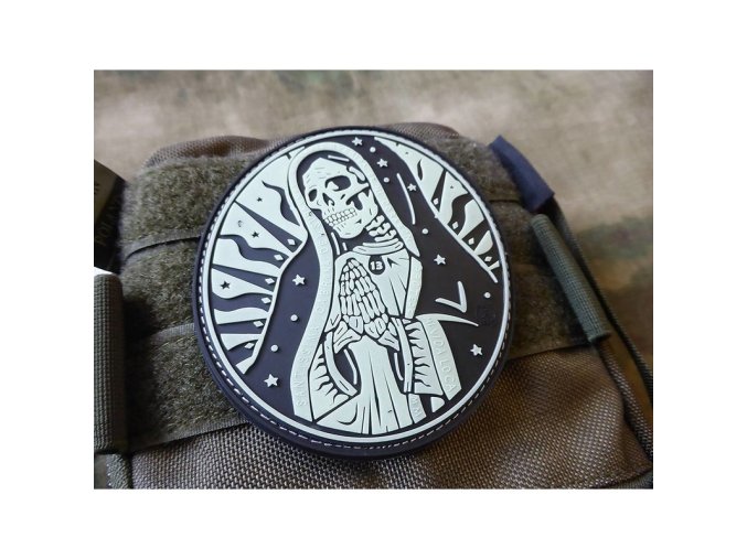 Nášivka SANTA MUERTE plast velcro GLOW IN THE DARK