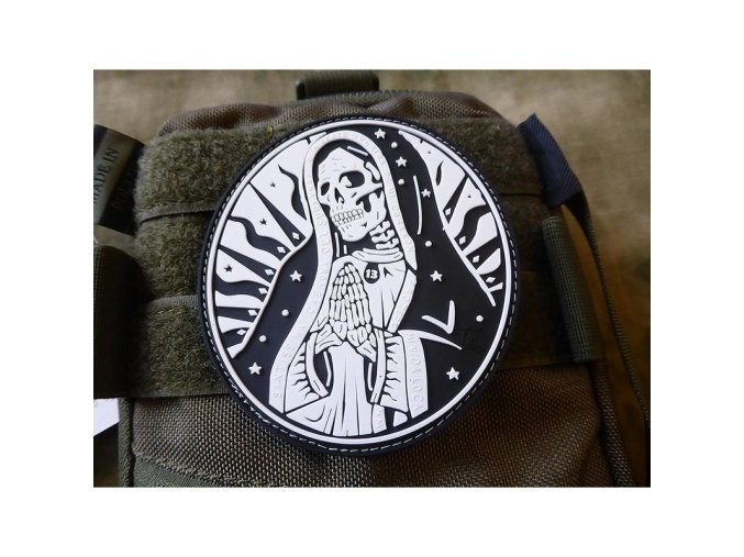 Nášivka SANTA MUERTE plast velcro ČERNÁ/BÍLÁ