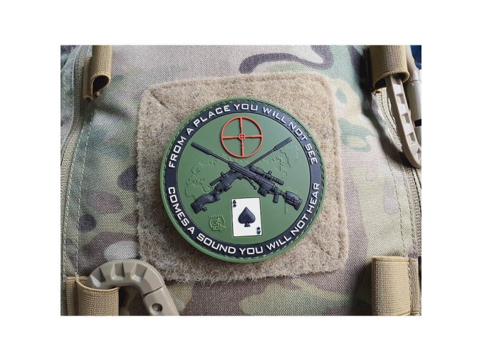 Nášivka SNIPER DEATH SPADE plast velcro ZELENÁ