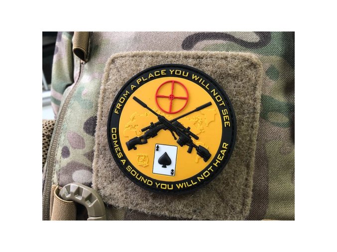Nášivka SNIPER DEATH SPADE plast velcro BAREVNÁ