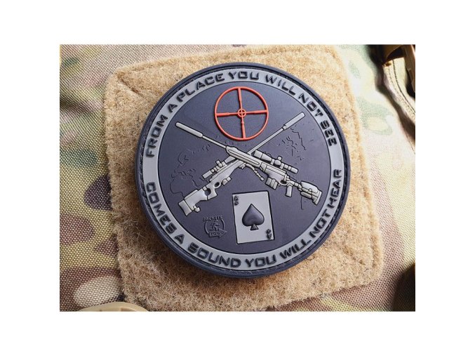 Nášivka SNIPER DEATH SPADE plast velcro RANGER GREEN