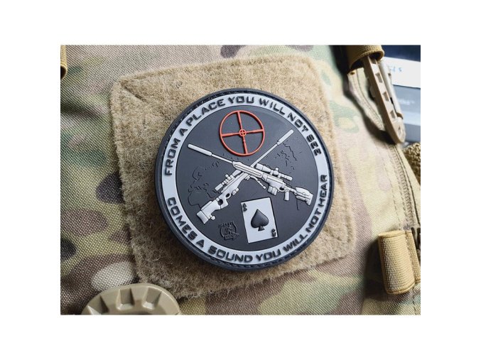 Nášivka SNIPER DEATH SPADE plast velcro ČERNÁ SWAT