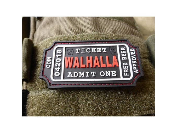 Nášivka WALHALLA TICKET BEER velcro ČERNÁ/BÍLÁ