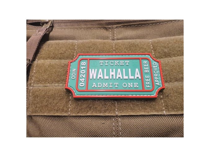 Nášivka WALHALLA TICKET BEER velcro plast ZELENÁ