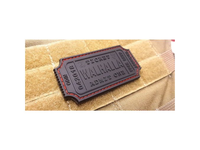 Nášivka WALHALLA TICKET BEER velcro plast ČERNÁ