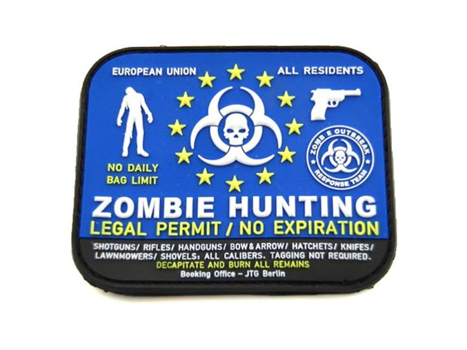 Nášivka ZOMBIE HUNTING plast VELCRO