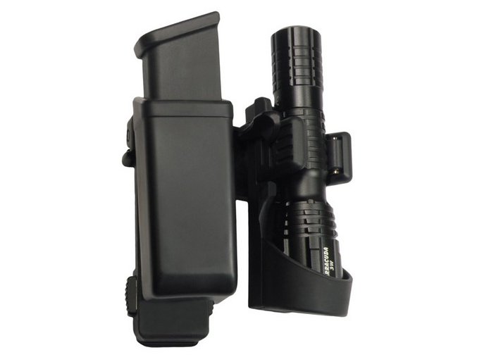Pouzdro rotační MOLLE pro zásobník 9mm LUGER a svítilnu
