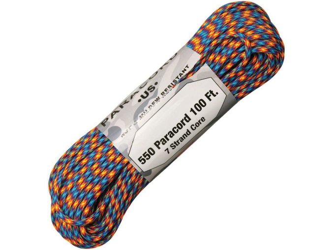 Šňůra PARACORD nylon 550LB ø 4 mm / 30 m OHEŇ A LED