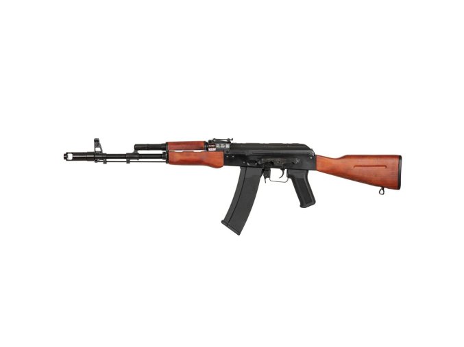 Puška airsoft AEG AK-74 (SA-J02) ocelové tělo ČERNÁ/DŘEVO